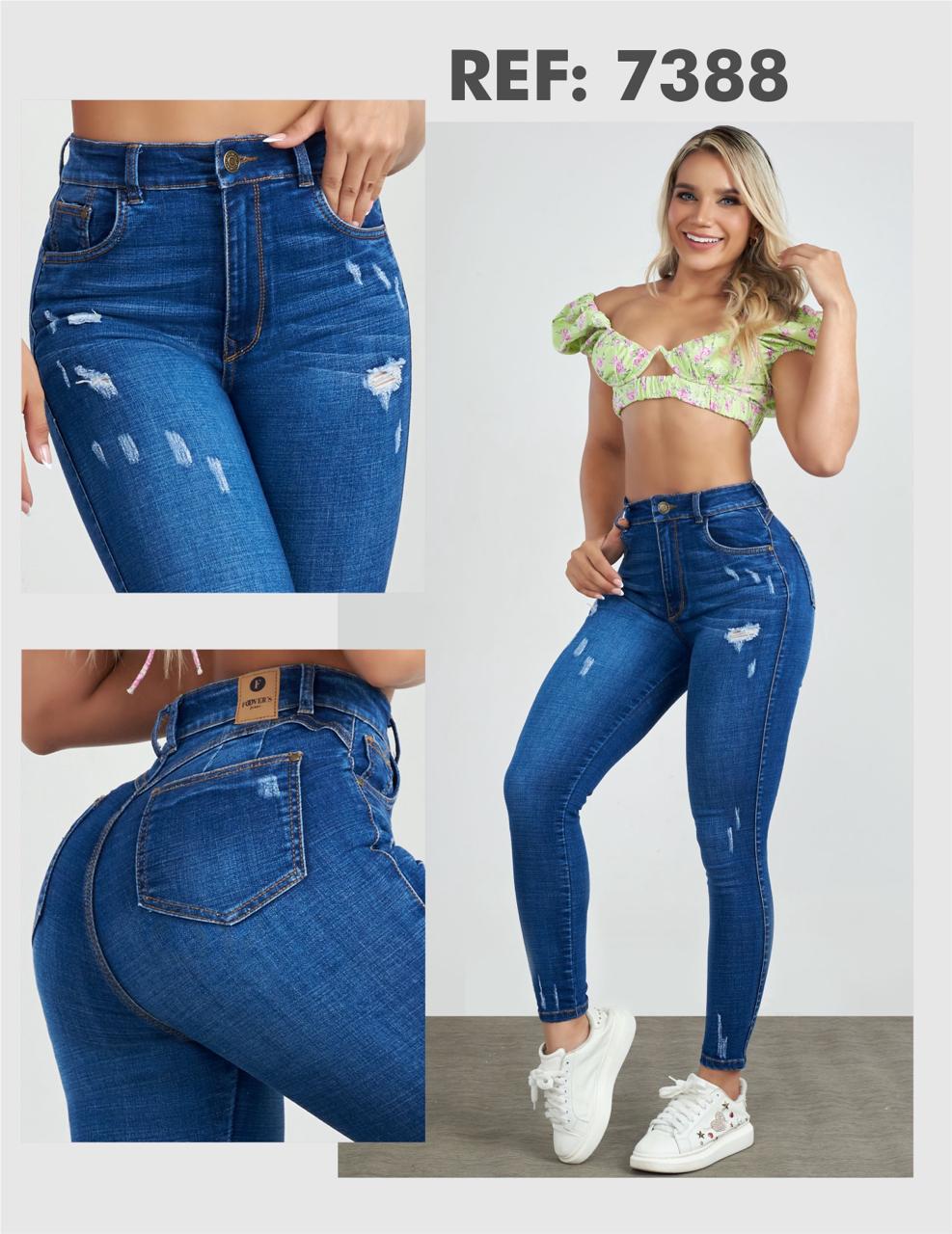 JEANS SKINNY TIRO ALTO CON DESTROYER 7388