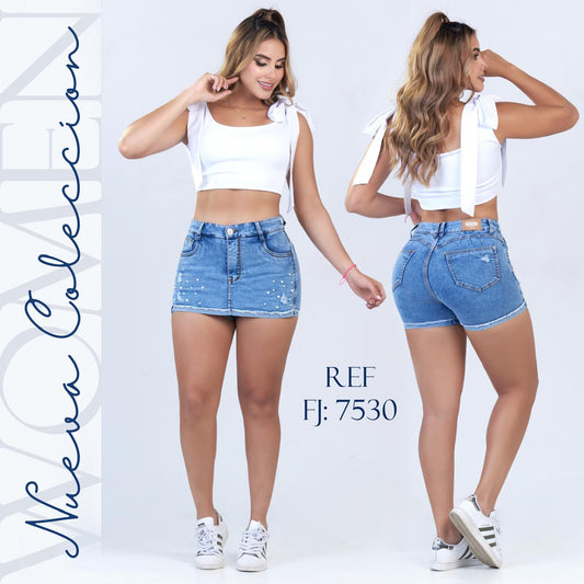 FALDA SHORT CON PERLAS  7530